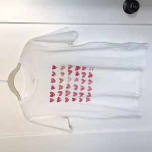 J. Crew White Graphic Tee with Red Heart Mama Design Size Small